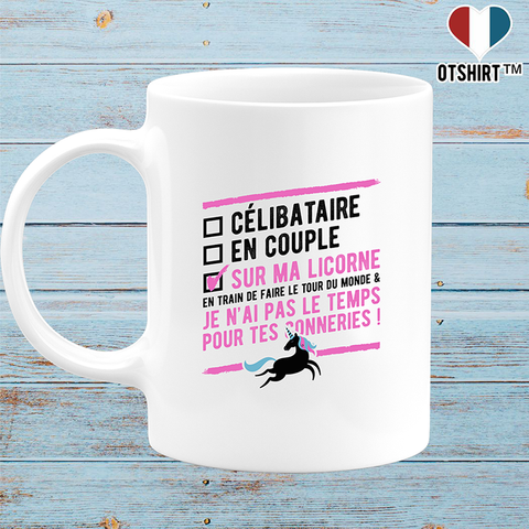 Mug célibataire avec ma licorne