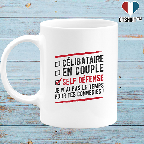 Mug célibataire en couple self défense