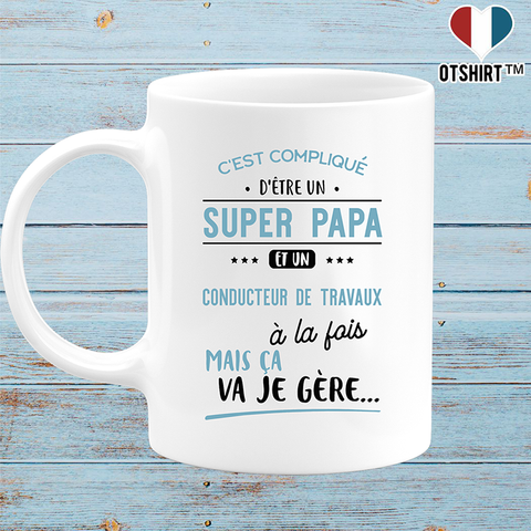 Mug super papa et conducteur de travaux