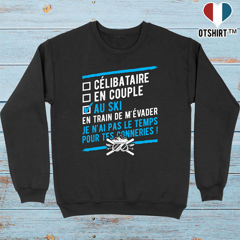 Pull homme célibataire en couple au ski