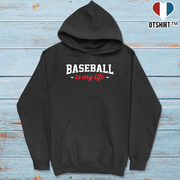 Sweat à capuche homme baseball is my life