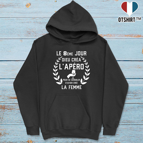 Sweat à capuche homme dieu créa l'apéro