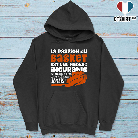 Sweat à capuche homme la passion du basket