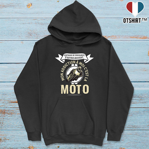 Sweat à capuche homme mon addiction la moto