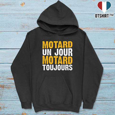 Sweat à capuche homme motard un jour motard toujours
