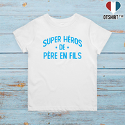 T shirt enfant Super héros de père en fils