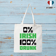 Tote bag coton recyclé 0% irish 100% drunk