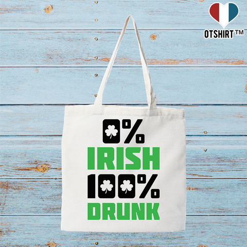 Tote bag coton recyclé 0% irish 100% drunk