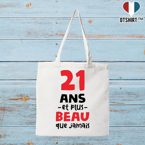 Tote bag coton recyclé 21 ans et plus beau