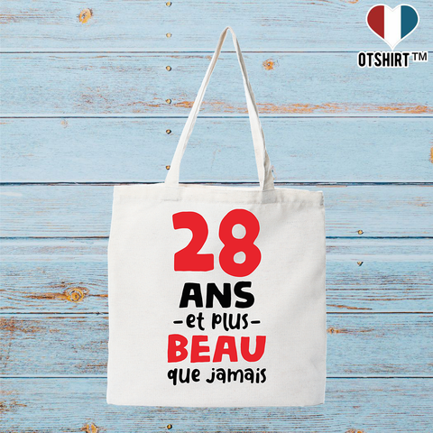 Tote bag coton recyclé 28 ans et plus beau