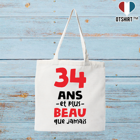 Tote bag coton recyclé 34 ans et plus beau