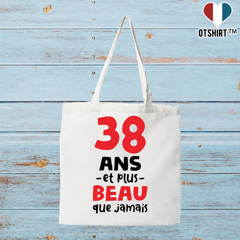 Tote bag coton recyclé 38 ans et plus beau