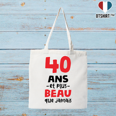 Tote bag coton recyclé 40 ans et plus beau