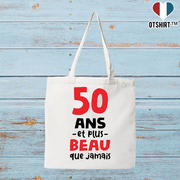 Tote bag coton recyclé 50 ans et plus beau