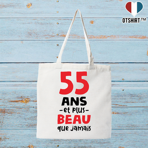 Tote bag coton recyclé 55 ans et plus beau