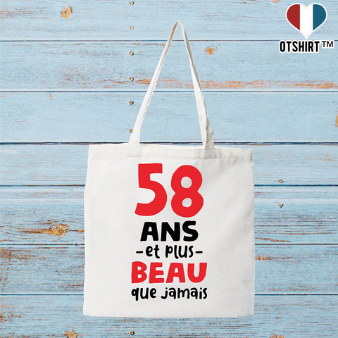 Tote bag coton recyclé 58 ans et plus beau
