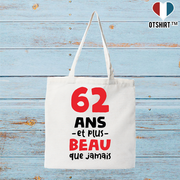 Tote bag coton recyclé 62 ans et plus beau
