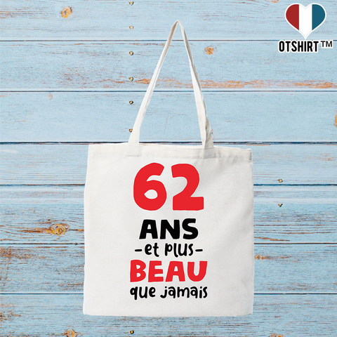 Tote bag coton recyclé 62 ans et plus beau