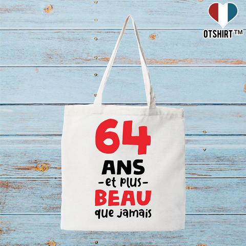 Tote bag coton recyclé 64 ans et plus beau