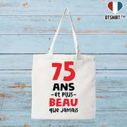 Tote bag coton recyclé 75 ans et plus beau