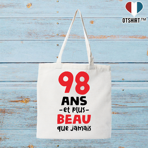 Tote bag coton recyclé 98 ans et plus beau