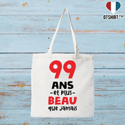 Tote bag coton recyclé 99 ans et plus beau