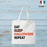 Tote bag coton recyclé Eat sleep halloween repeat