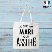 Tote bag coton recyclé Je suis un mari qui assure