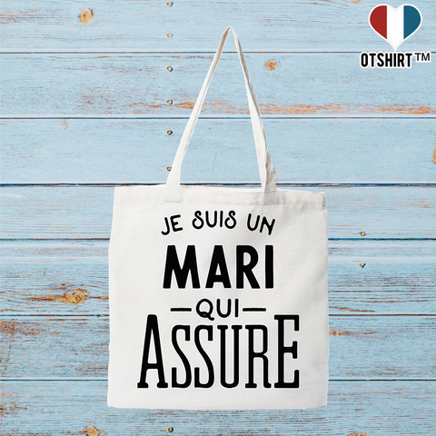 Tote bag coton recyclé Je suis un mari qui assure
