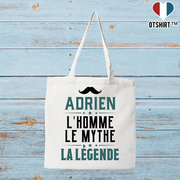 Tote bag coton recyclé adrien l'homme le mythe la légende