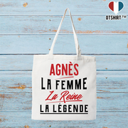 Tote bag coton recyclé agnès la femme la reine la légende