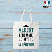 Tote bag coton recyclé albert l'homme le mythe la légende