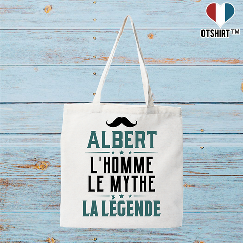 Tote bag coton recyclé albert l'homme le mythe la légende