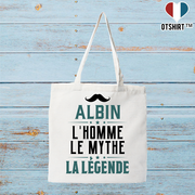 Tote bag coton recyclé albin l'homme le mythe la légende