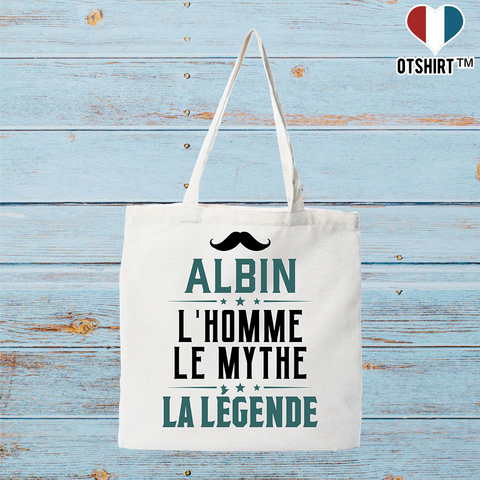 Tote bag coton recyclé albin l'homme le mythe la légende