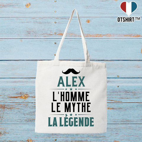 Tote bag coton recyclé alex l'homme le mythe la légende