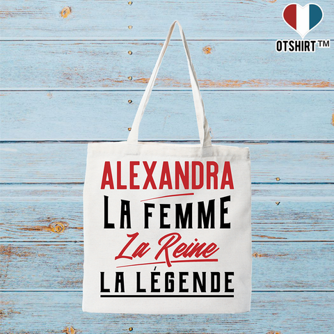Tote bag coton recyclé alexandra la femme la reine la légende