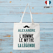 Tote bag coton recyclé alexandre l'homme le mythe la légende