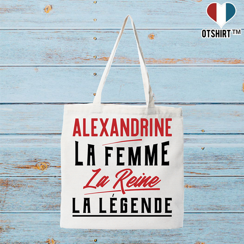 Tote bag coton recyclé alexandrine la femme la reine la légende