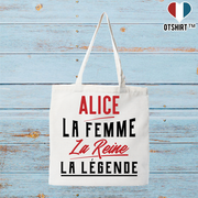 Tote bag coton recyclé alice la femme la reine la légende