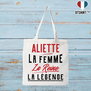 Tote bag coton recyclé aliette la femme la reine la légende