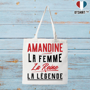 Tote bag coton recyclé amandine la femme la reine la légende