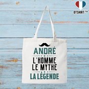 Tote bag coton recyclé andré l'homme le mythe la légende