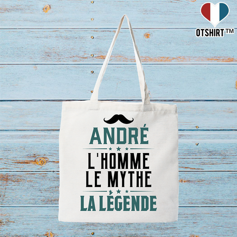 Tote bag coton recyclé andré l'homme le mythe la légende