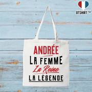 Tote bag coton recyclé andrée la femme la reine la légende