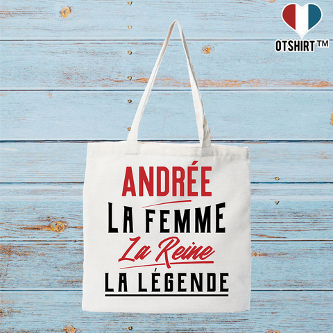 Tote bag coton recyclé andrée la femme la reine la légende