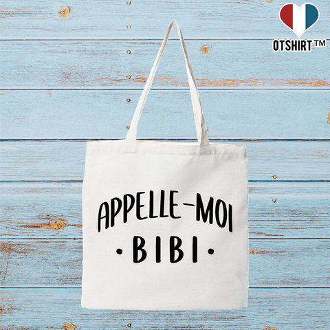 Tote bag coton recyclé appelle moi bibi