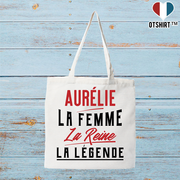 Tote bag coton recyclé aurélie la femme la reine la légende