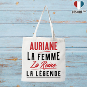 Tote bag coton recyclé auriane la femme la reine la légende