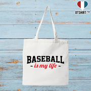 Tote bag coton recyclé baseball is my life